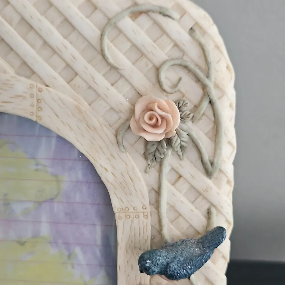 Vintage  Ceramic Photo Frame With Little Girl Bear